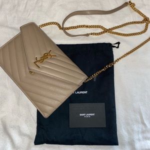YSL Cassandre clutch with long chain